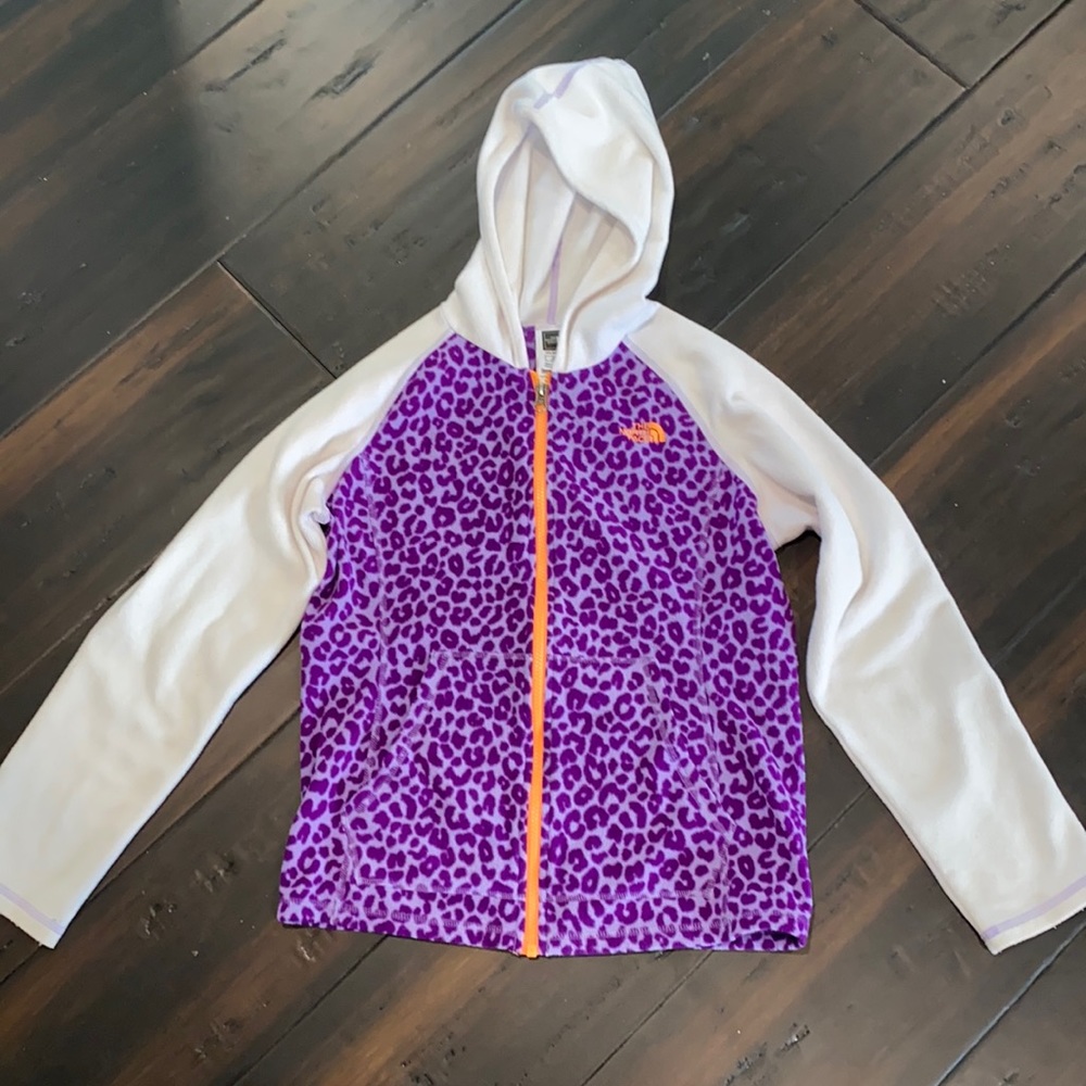 Girls leopard print North Face fleece.